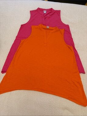 Chico's Vibrant Orange and Pink Sleeveless Tank Tops - You Get BOTH! - size XL